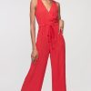 red tie-waist jumpsuit