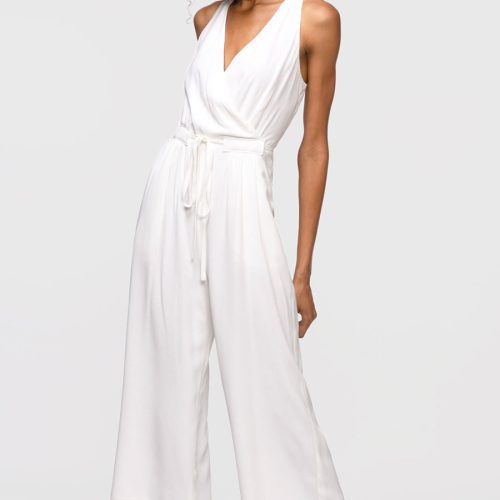 white tie-waist jumpsuit