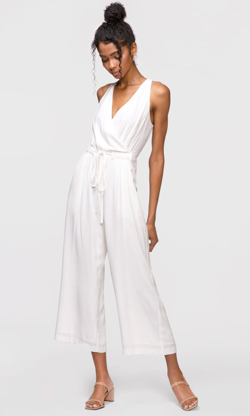 white tie-waist jumpsuit