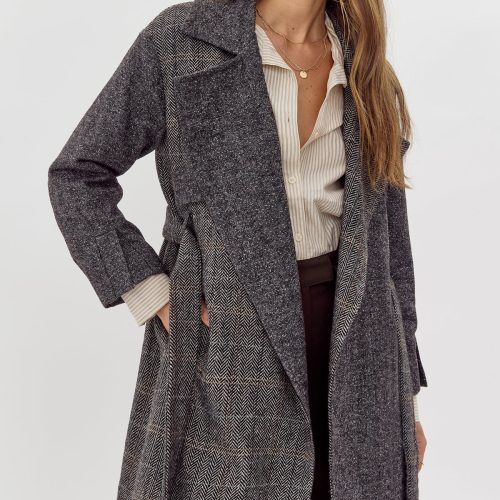 G2411J1794ShiaHerringboneBeltedTrenchCoat